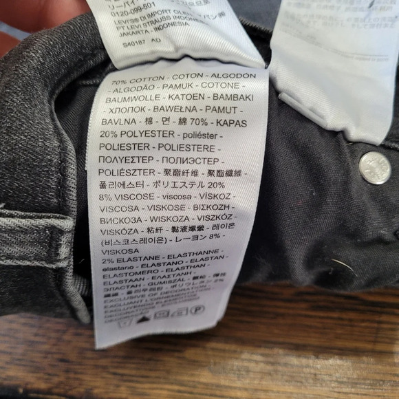 Levi's 711 Skinny Rawcut Hem Hi Rise Embroidered Jeans Size Women's 24W - Picture 14 of 15